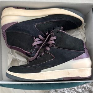 Nike Black and Purple Sneakers with Thick Sole and Mid-Top Design
